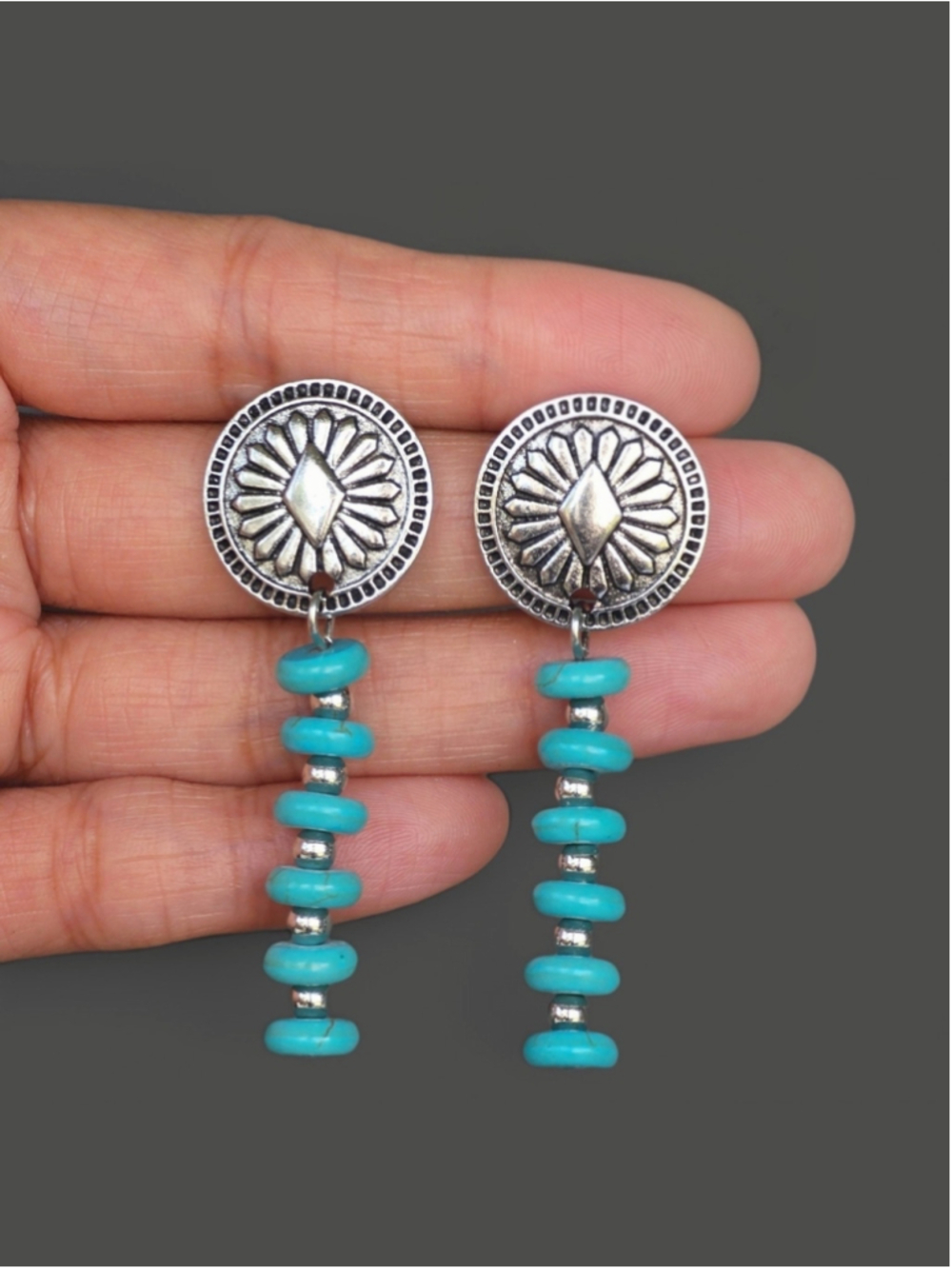 Western Boho Drop Beaded Earrings Statement Desert Jewelry